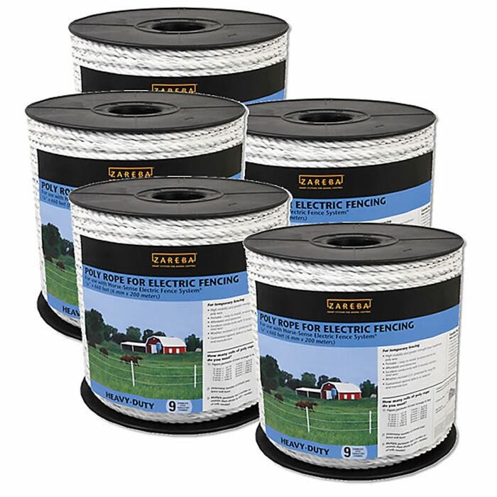 Zareba PW656Y6-Z Polywire 200-Meter 6-Conductor Portable Electric-Fence Rope 
